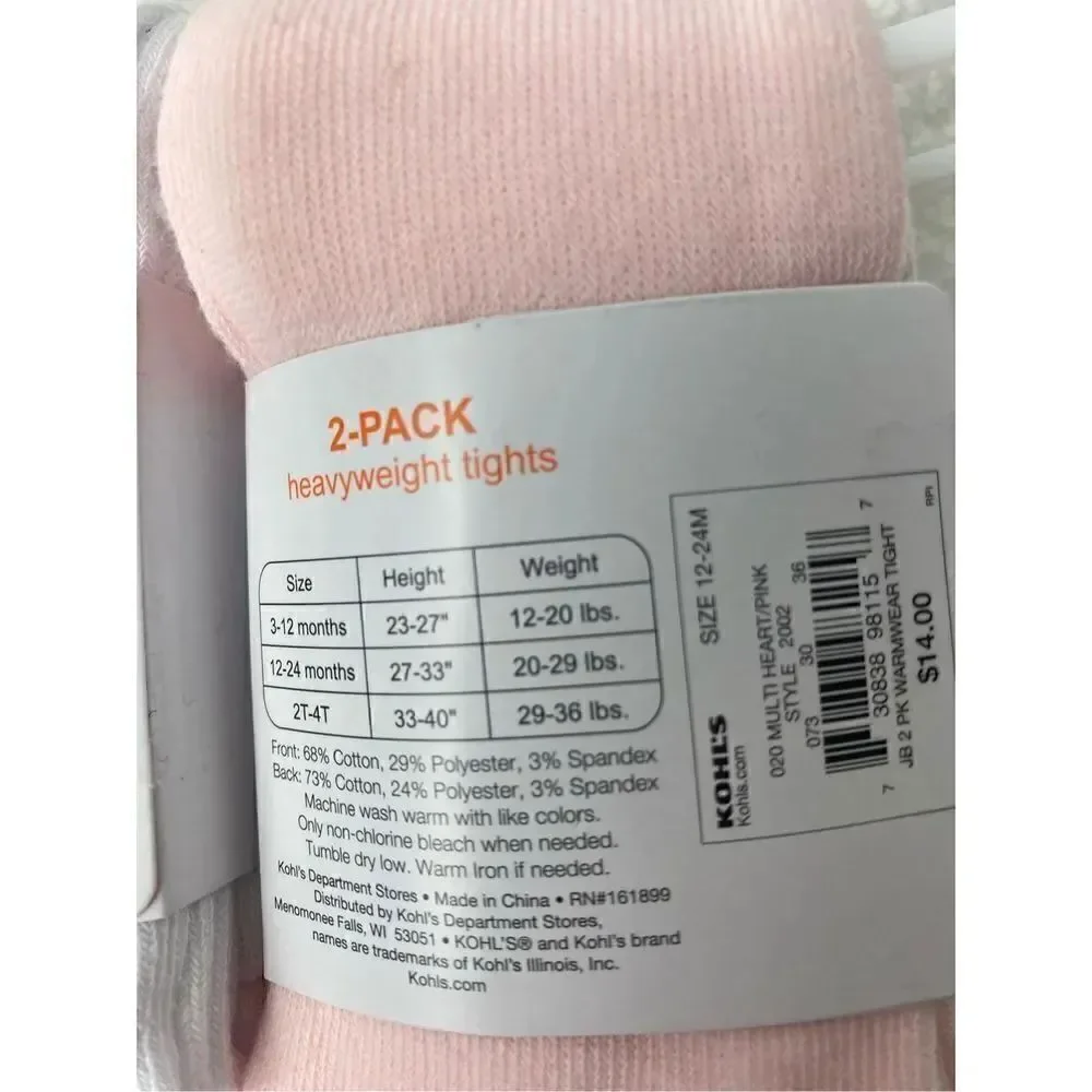 Jumping Beans®Girls 12-24Months Two 2- Pack Warmwear Tights